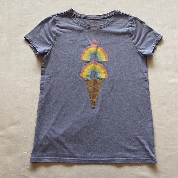 Cat & Jack Ice Cream Rainbow Graphic Purple Short Sleeve T-Shirt L 10/12 - Picture 2 of 6